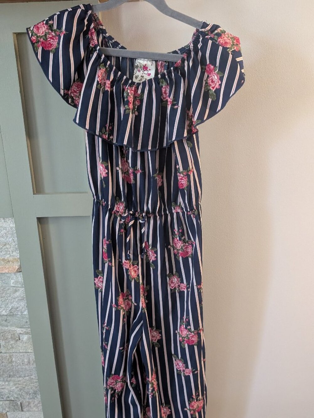 Jenna + Jessie Striped Long Pant Jumpsuit - Girls Size 10